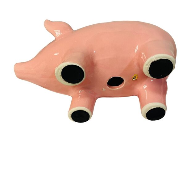 Handmade Pink Ceramic Piggy Bank Decorative Home Accent - Picture 3 of 6